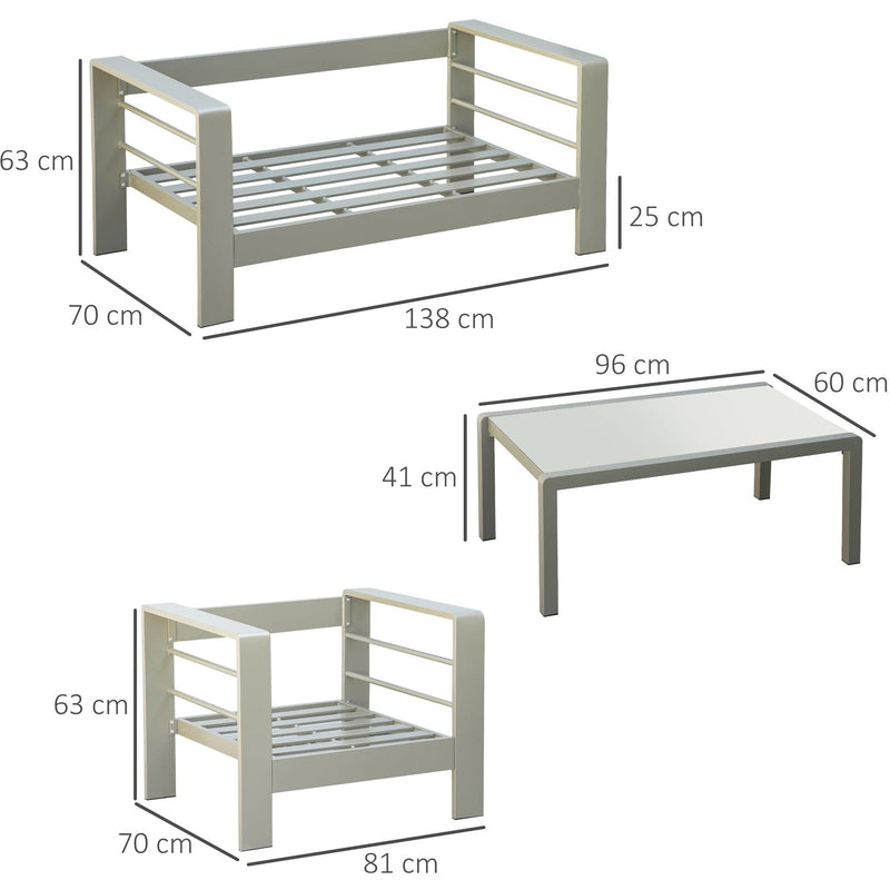 Garden Furniture Sofa and Table, Gold Frames, Cream Cushions Outsunny