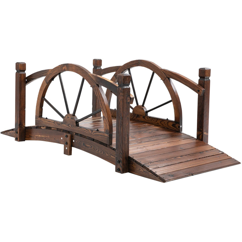 Wooden Garden Bridge, Decorative, Outdoor Lawn Pond Walkway Outsunny