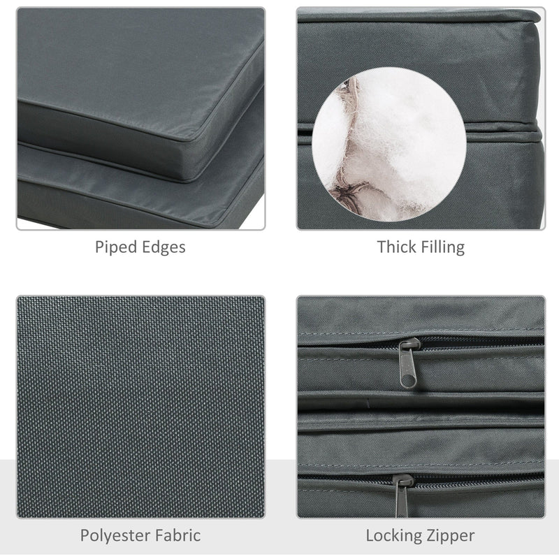 Square Cushions For Outdoor Chairs, 45x45cm, Grey Outsunny