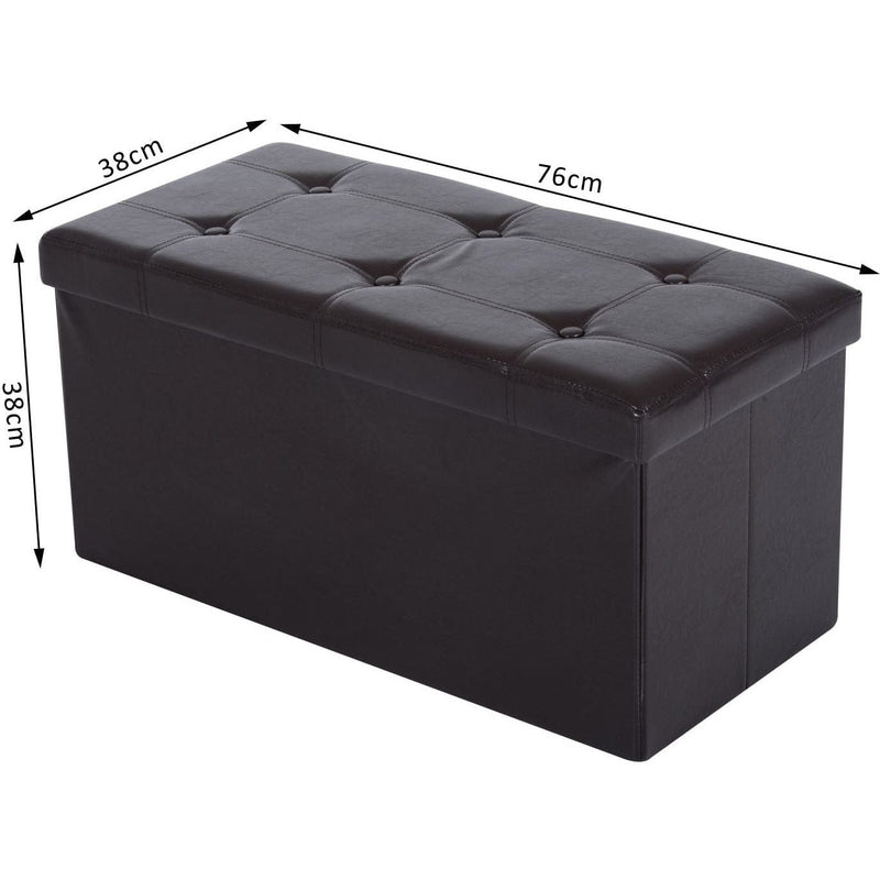 Faux Leather Storage Ottoman With Button Tufted Lid