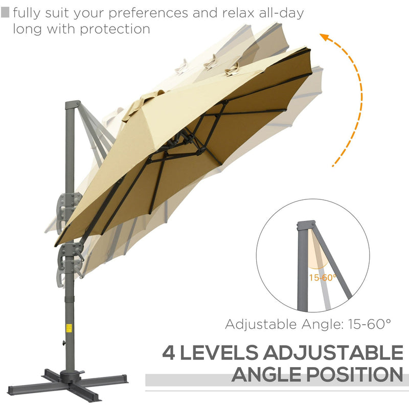 4.5m Roma Double Sided Cantilever Parasol With Cross Base