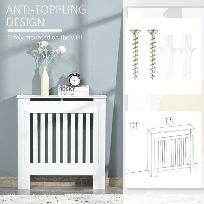 Small White Radiator Cover, L78 x W19 x H81 cm