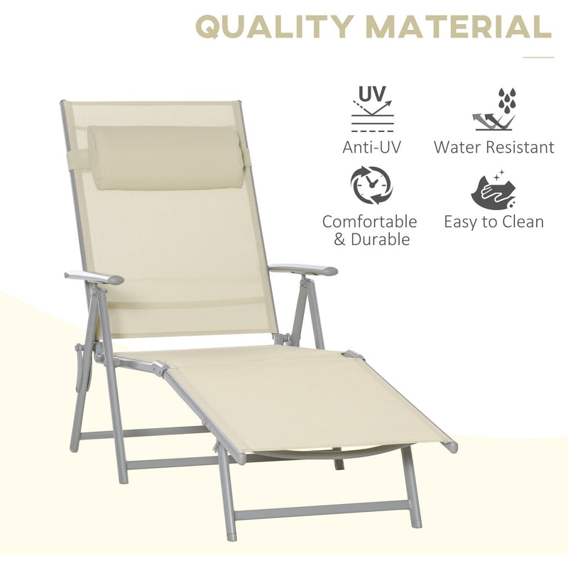 Folding Sun Lounger With Pillow