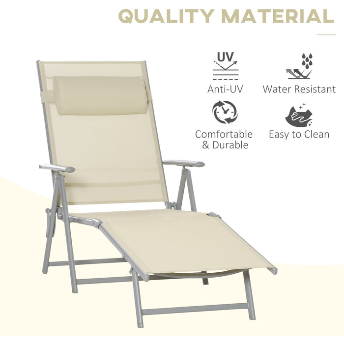 Folding Sun Lounger With Pillow