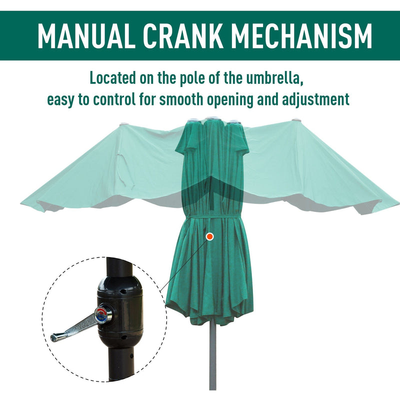 4.6m Double Sided Parasol With Crank Handle, Cross Base