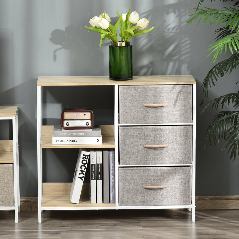 Beige 3 Drawer Dresser With 2 Shelves