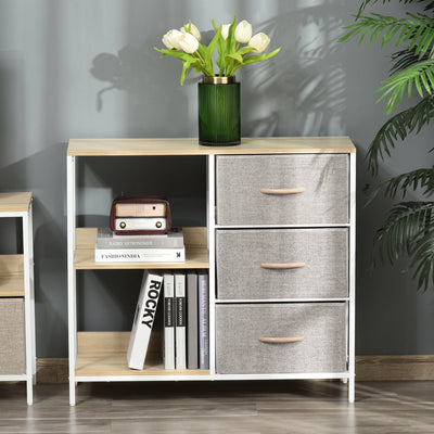 Beige 3 Drawer Dresser With 2 Shelves Homcom