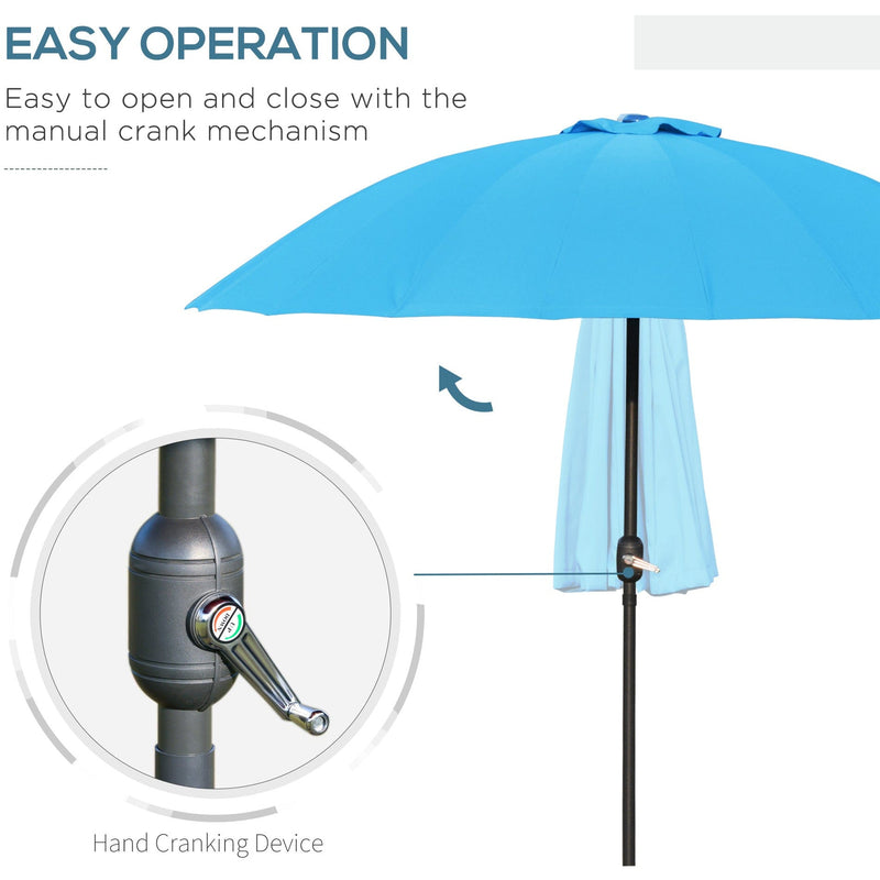 Round Patio Parasol, 2.5m, Tilt Crank, 18 Ribs