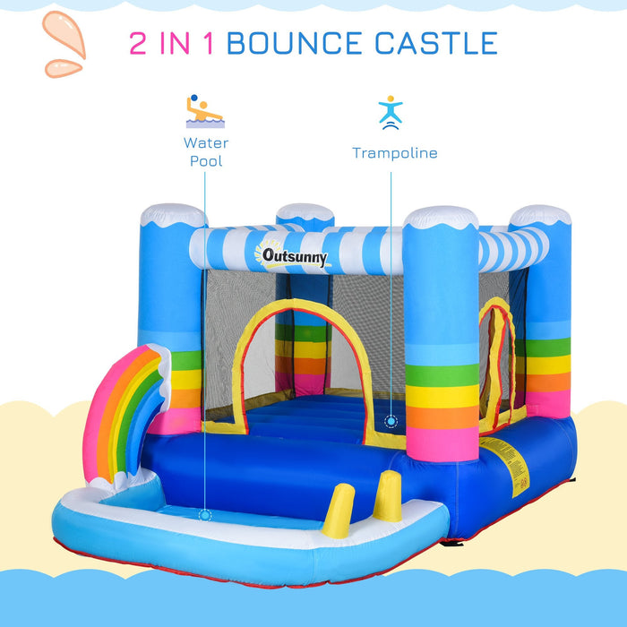 Kids Rainbow Themed Bouncy Castle With Pump, Age 3-8 Years