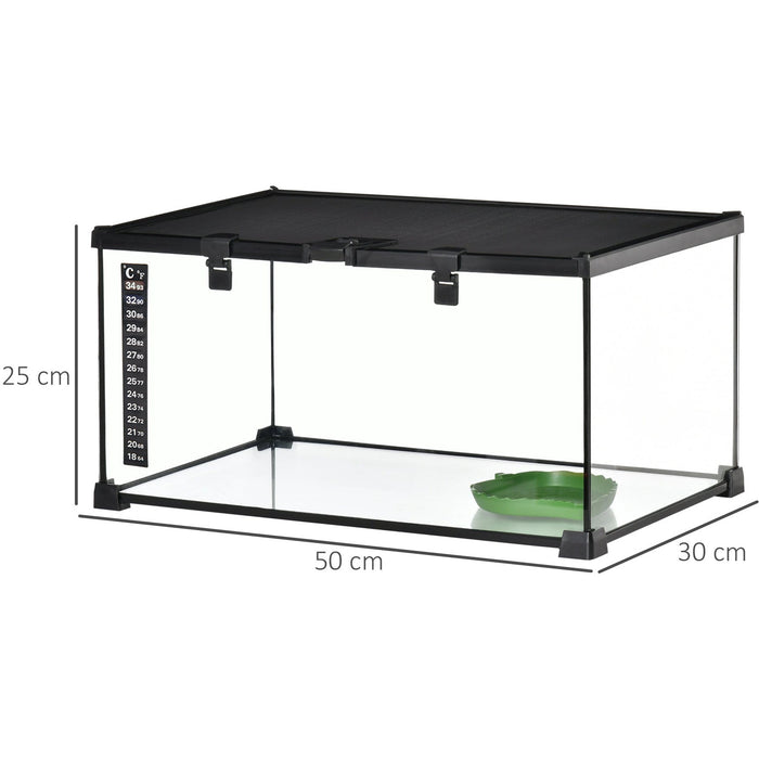 Reptile Terrarium, Black (50x30x25cm)