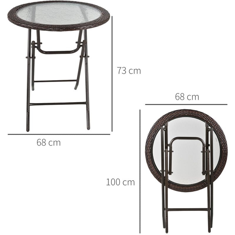 Round Glass Table with Rattan Edging