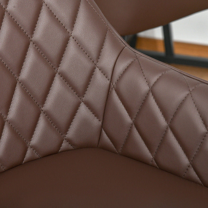 Brown Retro PU Leather Bar Stools, Set of 2