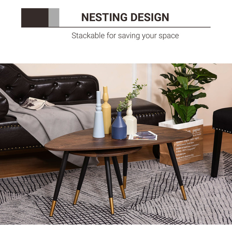 Vintage Set of 2 Nested Coffee Tables, Triangle Design