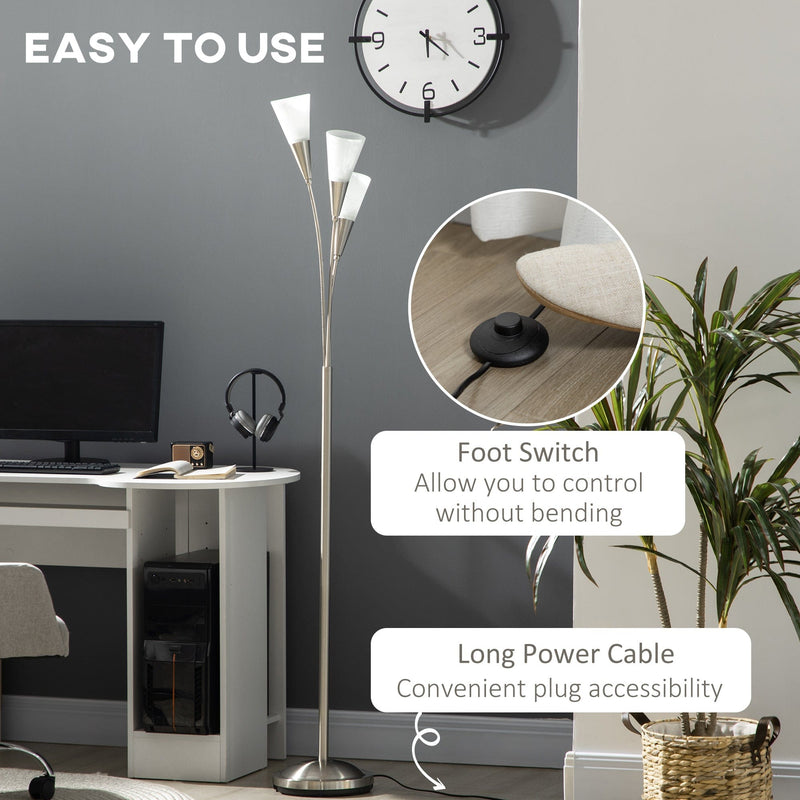 Silver 3-Light Upright Floor Lamp