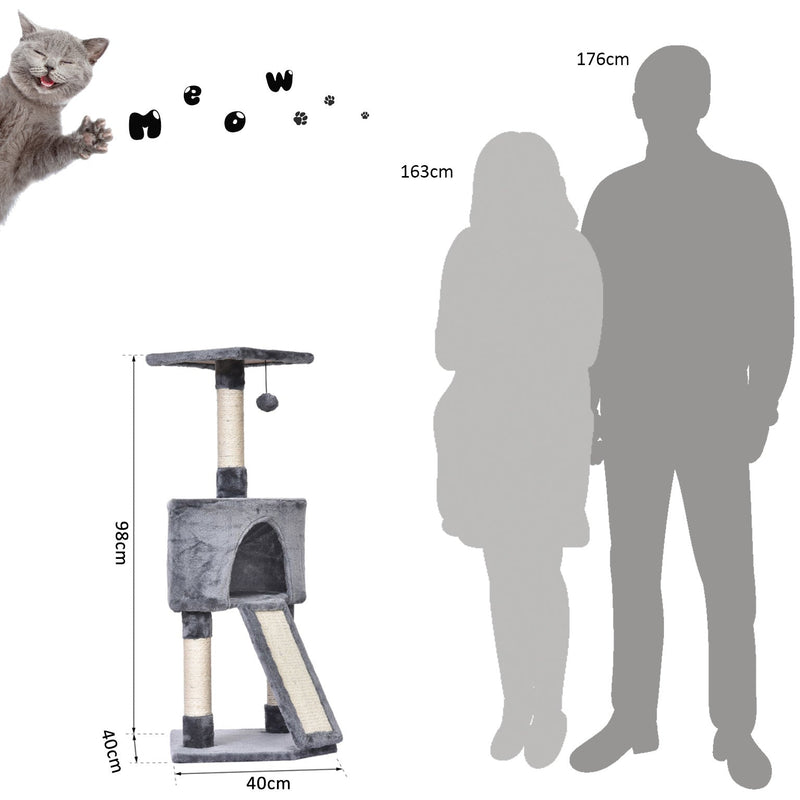 3-Tier Sisal Rope Cat Scratching Post w/ Dangle Toy