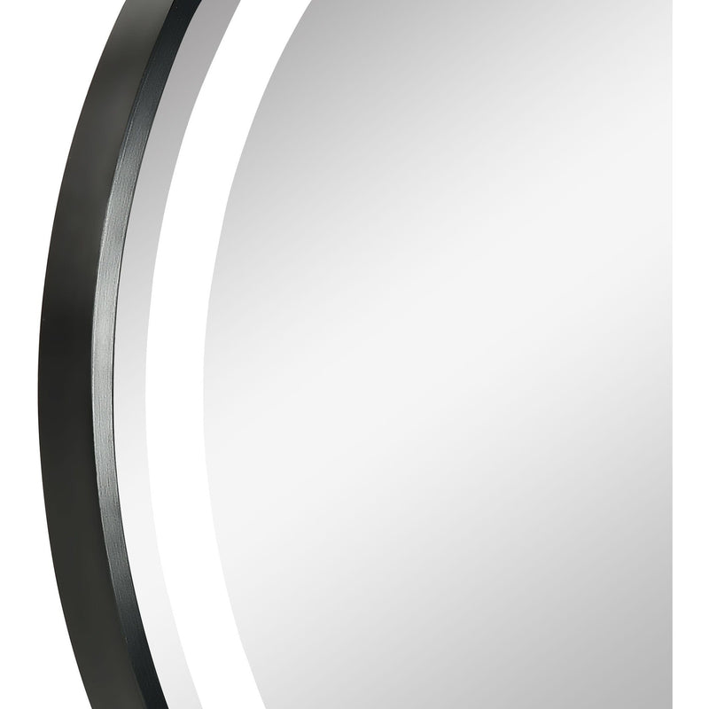Round LED Wall Mounted Bathroom Mirror, 60cm, Black