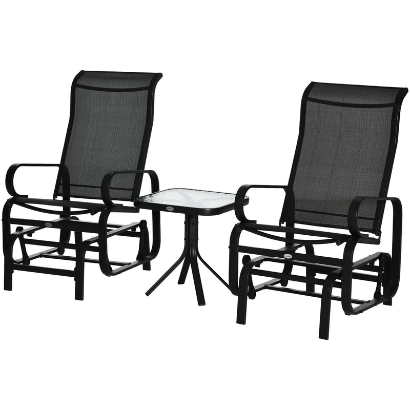 3-PC Outdoor Gliding Rocking Chair Set with Tea Table