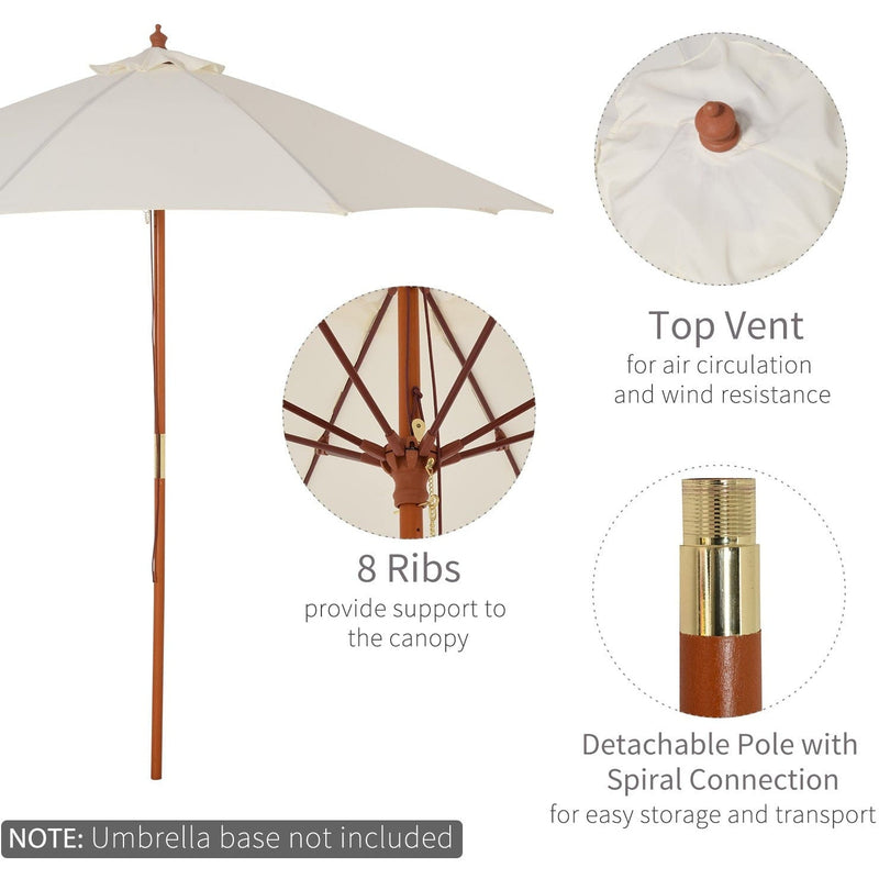 2.5m Wooden Garden Parasol - Top Vent