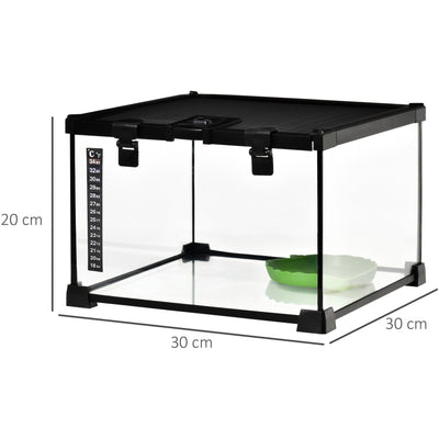 Glass Reptile Terrarium With Thermometer, 30x30x20 cm Pawhut
