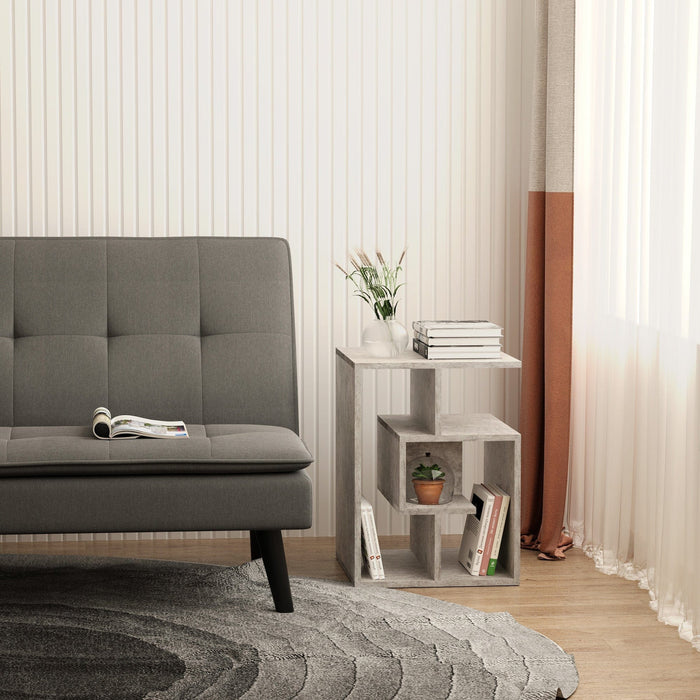 Geometric Side Table with Open Shelves, Living Room