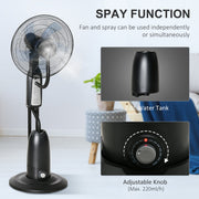 Misting Pedestal Fan, 2.8L Tank, Timer, Remote, Black Homcom