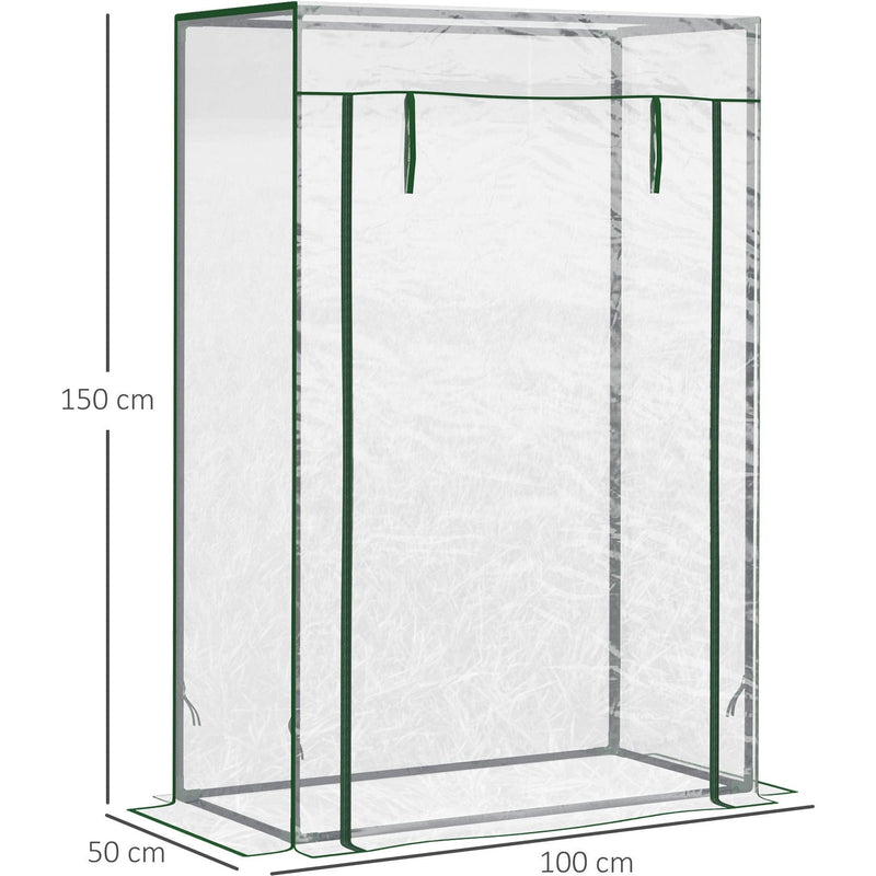 Compact Mini Greenhouse, Steel, Roll-up Door, 100x50x150cm