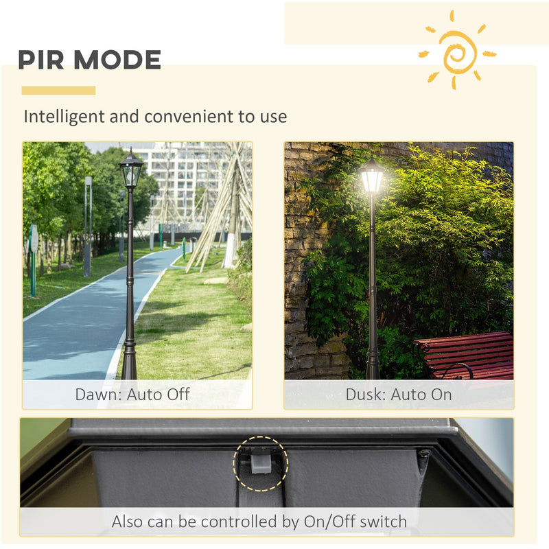 LED Solar Garden Lamp Post with PIR Sensor - 2.4 m