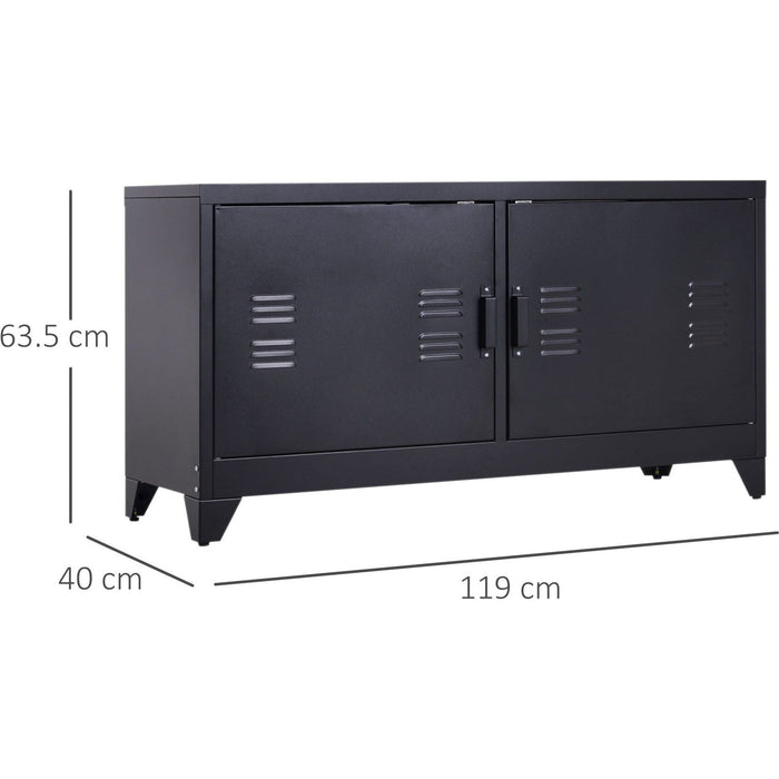 Industrial Style TV Cabinet, Black Metal