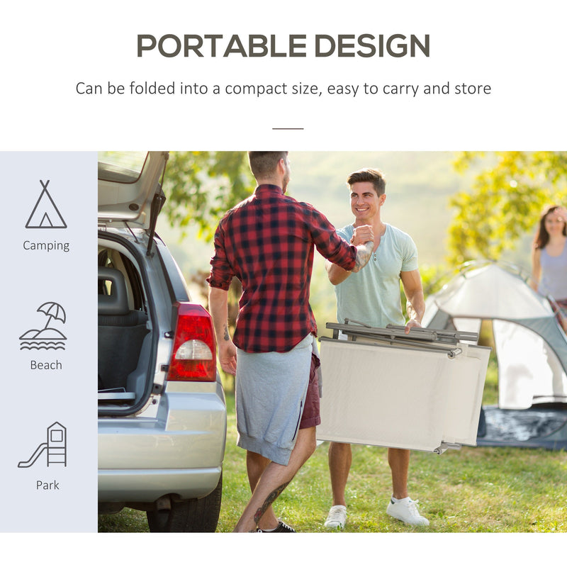 Adjustable Sun Lounger With Cushion, Cream/White