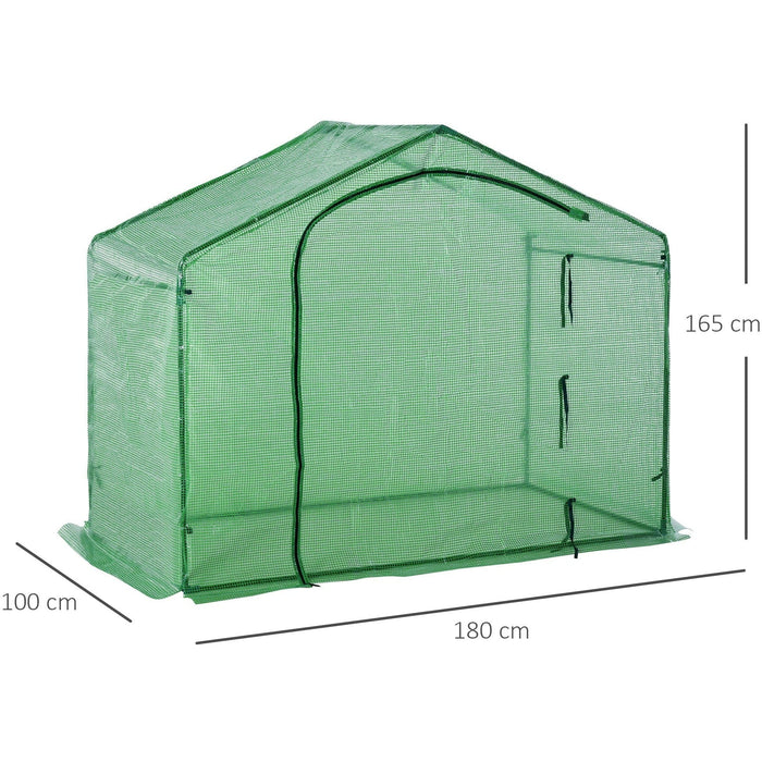 Small Greenhouse For Garden, Roll-Up Door, 180x100x168cm