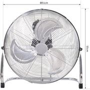 20" Chrome High-Velocity Floor Fan: 3-Speed, 100W Homcom