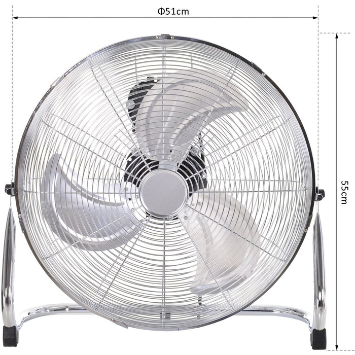 20" Chrome High-Velocity Floor Fan: 3-Speed, 100W