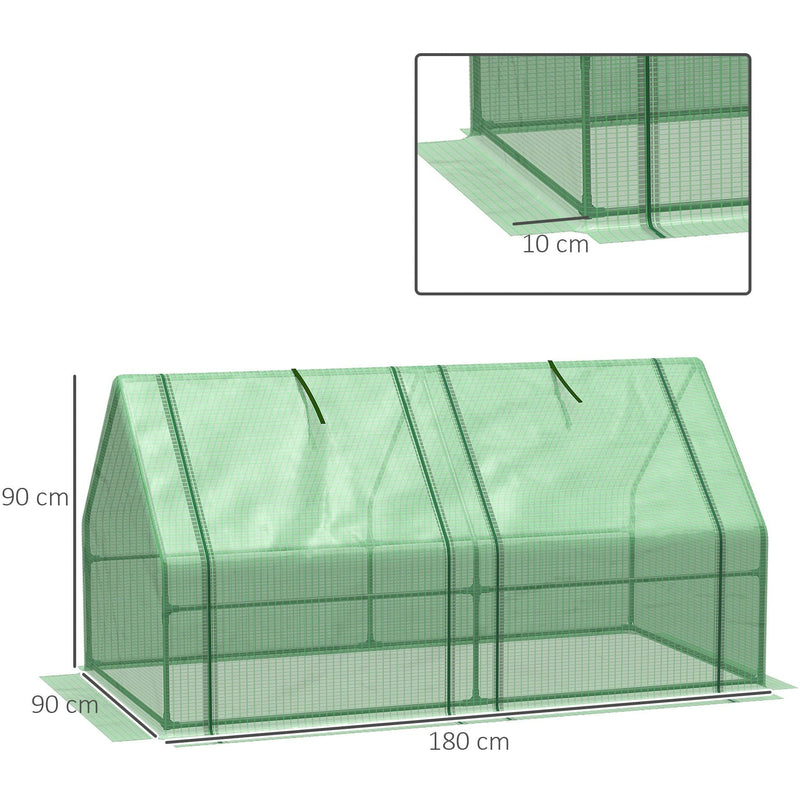 Mini Greenhouse, Steel Frame, PE Cover, 180x90x90 cm