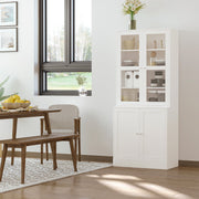 Kitchen Display Cabinet With Glass Doors, White Homcom
