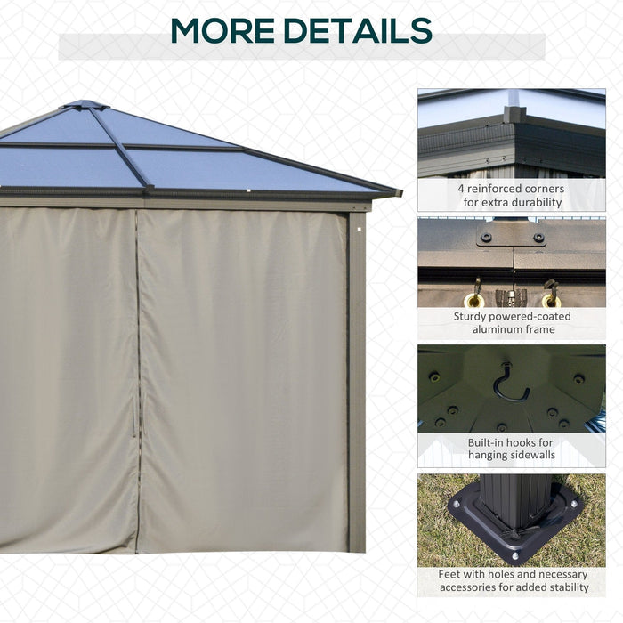 Polycarbonate Hard Roof Gazebo 3x3, UV Resistant Roof