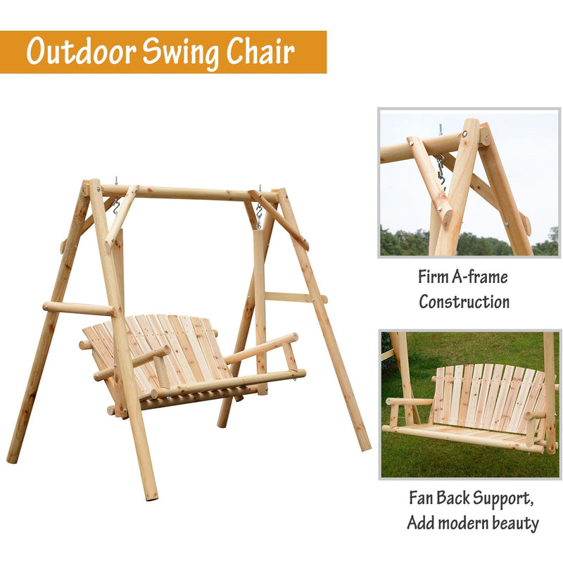 2 Seater Wooden Garden Swing Chair Outsunny