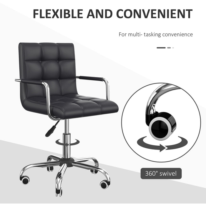 PU Leather Swivel Desk Chair Black