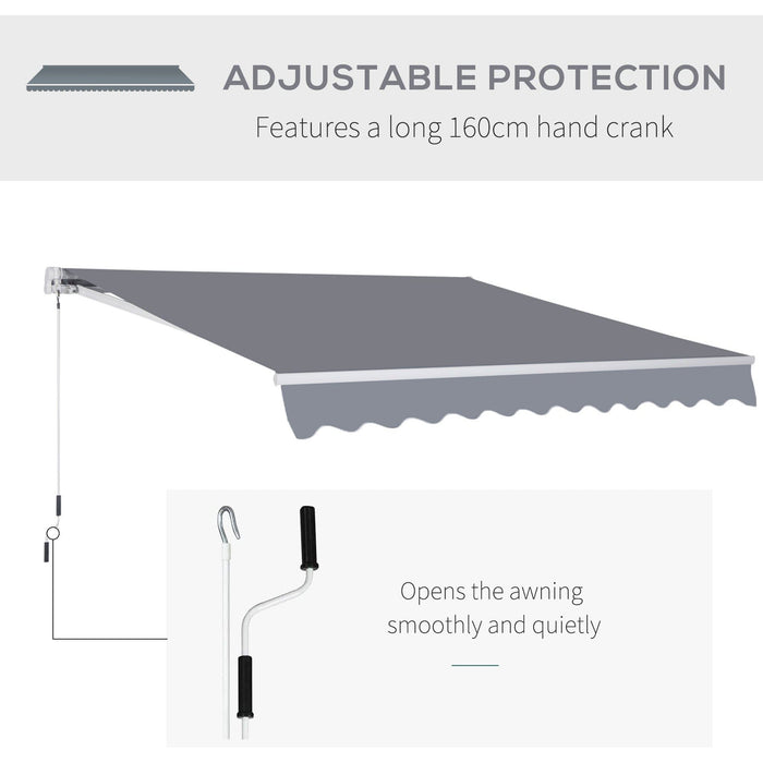 Retractable Awning, Manual,  3 x 2.5m, Grey