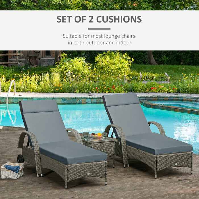 Sun Lounger Cushions with Ties 196x55cm Grey