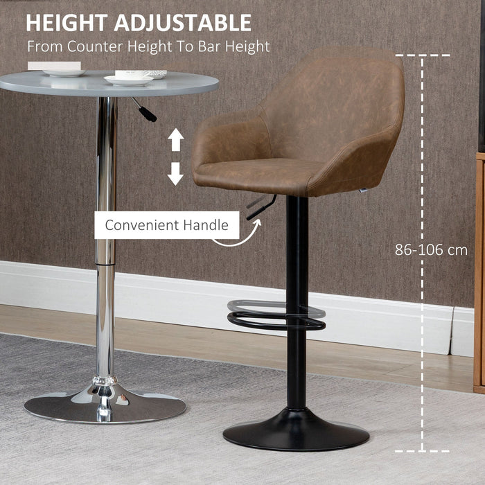 Swivel Barstools Set of 2, PU Leather, Steel Base