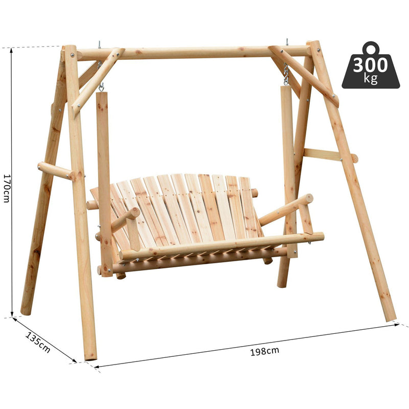 2 Seater Wooden Garden Swing Chair Outsunny