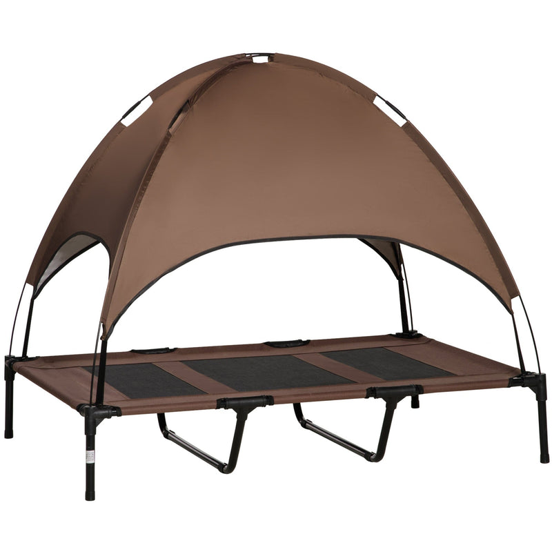 PawHut Elevated XXL Dog Bed with Canopy - Coffee