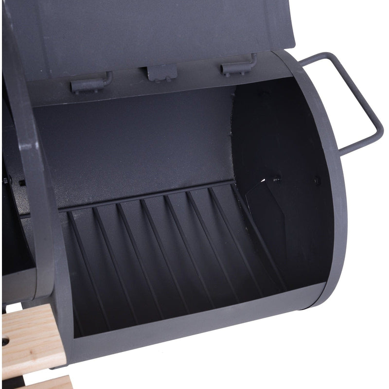 Charcoal Barrel BBQ Grill With Offset Smoker