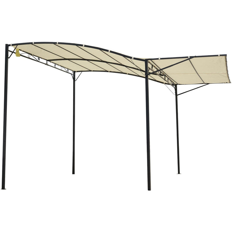 Wall Mounted Gazebo With Extended Shade, 3x2.5m, Cream