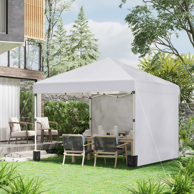 Outsunny 3x3m Pop Up Gazebo, White, 2 Sidewalls Outsunny