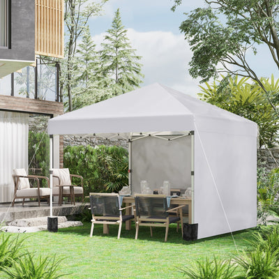 Outsunny 3x3m Pop Up Gazebo, White, 2 Sidewalls Outsunny