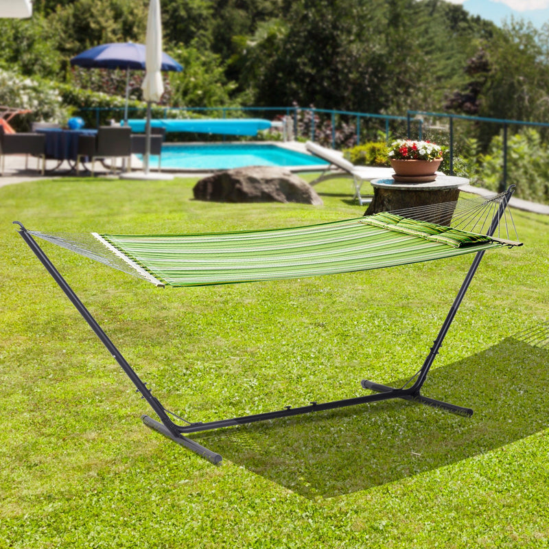 Hammock Stand Freestanding Adjustable Metal Frame for Garden or Patio Use Black Outsunny