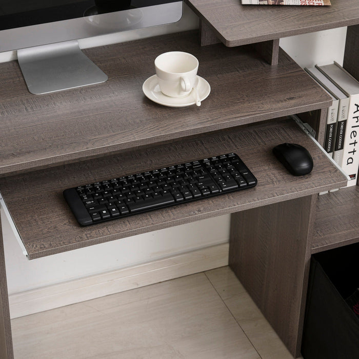 Compact Gaming PC Desk with Keyboard Tray & Drawer Shelf