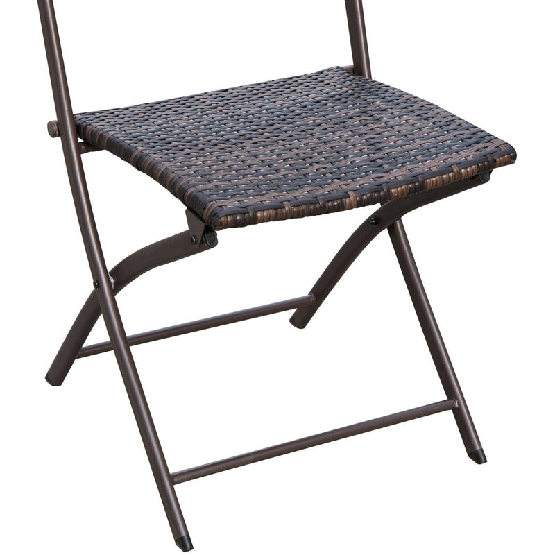 2 Seater Rattan Bistro Set with Glass Coffee Table - Brown