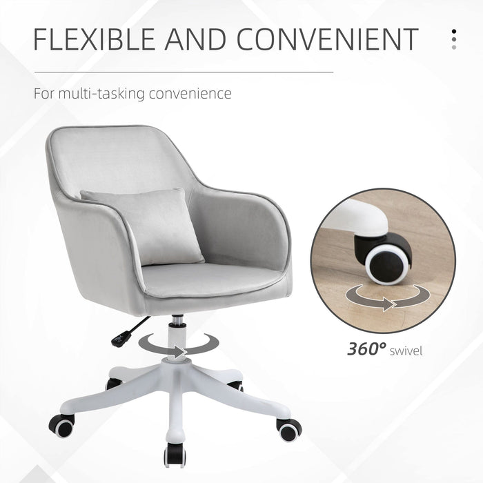 Grey Velvet Office Chair with Rechargeable Vibration Massage